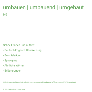 Wie schreibt man umbauen | umbauend | umgebaut? Bedeutung, Synonym, Antonym & Zitate.