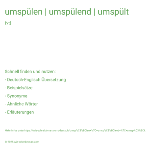 Wie schreibt man umspülen | umspülend | umspült? Bedeutung, Synonym, Antonym & Zitate.