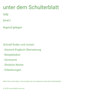 Wie schreibt man unter dem Schulterblatt? Bedeutung, Synonym, Antonym & Zitate.