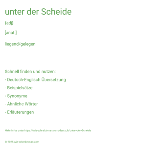 Wie schreibt man unter der Scheide? Bedeutung, Synonym, Antonym & Zitate.