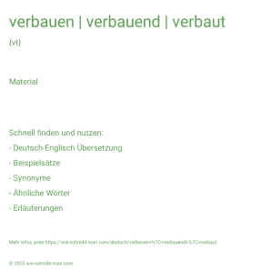Wie schreibt man verbauen | verbauend | verbaut? Bedeutung, Synonym, Antonym & Zitate.