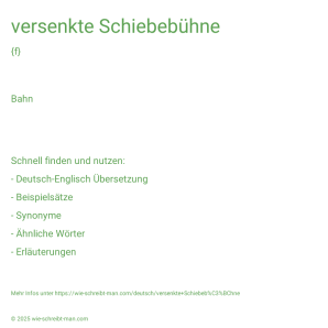 Wie schreibt man versenkte Schiebebühne? Bedeutung, Synonym, Antonym & Zitate.