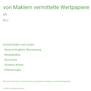 Wie schreibt man von Maklern vermittelte Wertpapiere? Bedeutung, Synonym, Antonym & Zitate.
