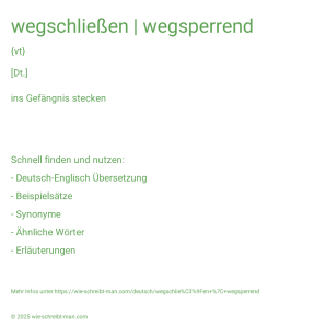 Wie schreibt man wegschließen | wegsperrend? Bedeutung, Synonym, Antonym & Zitate.