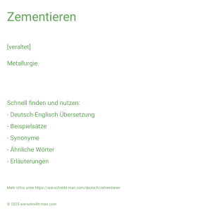 Wie schreibt man Zementieren? Bedeutung, Synonym, Antonym & Zitate.