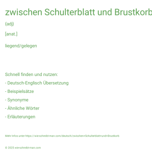 Wie schreibt man zwischen Schulterblatt und Brustkorb? Bedeutung, Synonym, Antonym & Zitate.